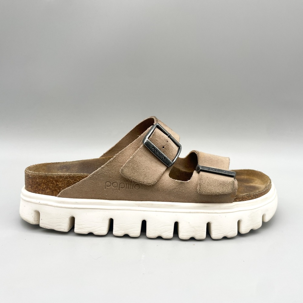 Birkenstock Papillio Womens 38 Arizona Chunky Suede Platform Sandals Boho Scandi